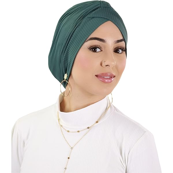 Lamis Hijab Turban Jersey - Weißer Rippstrick Für Muslimische Frauen 70cm