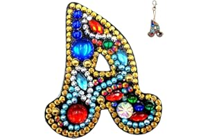 AZURAOKEY 5 portachiavi con 26 lettere dalla A alla Z, kit regalo 5D fai da te for pittura a mosaico con diamanti fai da te, kit for adulti e bambini con strass e ciondolo portachiavi