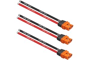 GELRHONR XT60i Plug Female with Sheath Housing Connector with 150mm Silicon Wire, XT60 Pigtail 12AWG Cable for RC Lipo Battery FPV Drone-3pcs