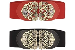 LALAFANCY Ceinture large à taille élastique pour femme 2 pièces rétro Ceinture Élastique