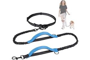 Snocyo Correa de Jogging para Perros, para Perros Grandes y medianos de tamaño Grande, Correa elástica y Reflectante, Correa retráctil con Doble asa y cinturón de Cintura