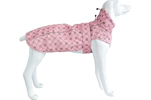 MAMORE Adjustable Waterproof Dog Raincoat for Dogs,Lightweight Pet Rain Jacket Puppy Clothes with Reflective Strip for Small Medium Large Dogs(X-Small,Gold Cheery Blossoms Pink)