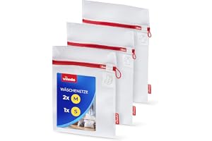 Vileda Tvättnät för tvättmaskin set om 3 – 2 x 30 x 40 cm + 1 x 25 x 30 cm tvättpåse av slitstark polyester med dragkedja för