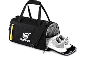 SKYSPER 30L Sporttasche mit Schuhfach & Nassfach, Kleine Reisetasche Herren und Damen, Weekender, Trainingstasche, Gym Bag (Schwarz)