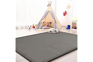 ‎TT HOME TT Home Krabbelmatte Babyzimmer Teppich Spielmatte Kinder Unifarben rutschfest Flauschig, Farbe: Grau, Größe:120x160 cm