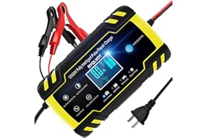 RYQLVOT 8A Autobatterie Ladegerät 12v/24v Intelligentes Vollautomatisches Batterieladegerät Mit LCD-Bildschirm Und Reparaturmodus Geeignet für Autos Motorräder Rasenmäher Oder Boote