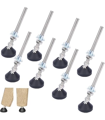 thumbnail image 2 of OwnMy 4 Packs Heavy Duty Adjustable Furniture Leveling Feets L Shaped Furniture Leveler Legs, Furniture Mounting Brackets Metal Leveling Load Table Leg For Workbench Cabinet Wardrobe, 2.2" H 2 of 10