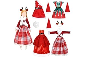 YUNHENTONG Vestido de Navidad para Muñecas, 4 PCS, Con Sombrero de Santa, Ropa Adecuada para Muñeca de 30CM