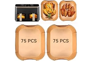 150 Stück Backpapier für Heißluftfritteuse COSORI 2 Kammern, Dual Zone Air Fryer 8,5 L, Airfryer Zubehör für COSORI CAF-R901-AEU