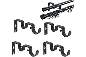 SNOWTAIN Schneespitze 4 Stück Doppel Gardinenstange Vorhangstange Aufleger für Gardinenstangen Gardinenstange Halterung Metall Gardinenstange Halterung Halter Vorhang Vorhänge Stange