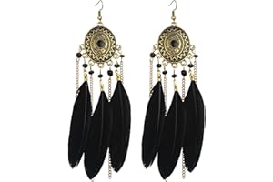 fdsmall Earrings for Women Faux Feather Earrings Bohemian Fringe Tassel Long Drop Dangle Earrings Long Vintage Dangle Earrings Jewelry Accessories for Women Girls