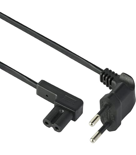 Cordon D'alimentation Secteur Fiche Euro 2 Poles Mâle / Fiche En Forme De 8 Femelle Coudée L