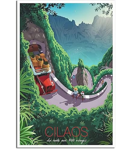 Affiche Toile Rétro Île De La Réunion - Décoration Murale Voyage, Format 40x60 Cm Sans Cadre