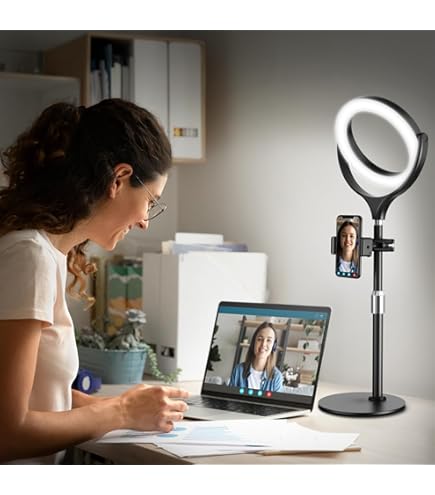 Overhead Phone Ount With Ring Light Desk, LUXSURE 10" Ring Light With Tripod Stand & Phone - View #10