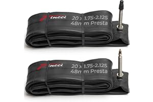 Fincci Camara bicicleta carretera 20 Pulgadas - Par Cámara bici 20 x 1.75 1.95 2.0 2.1 2.125 Válvula Presta de 48 mm para BMX, Niños Bici, MTB Montaña Fuera del Camino Bicicleta - Paquete de 2