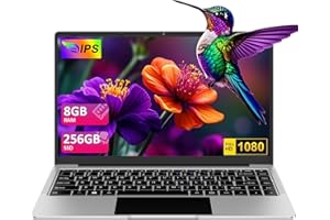 BVATE 2025 Ordenador Portátil 14" Win11 8GB 256GB SSD Soporte 1TB SSD Expansión Portátil 2.4G+5G WiFi BT 4.2 USB HDMI 1920x1080 FHD con Ratón Inalámbrico y Teclado Español Membrana - Plata