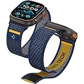 Spigen Apple Watch 49/46/45mm Ultra 3/2/1 / Seri 11/10/9/8/7 ile Uyumlu Kordon Band Athlex Air Nefes Alabilen Kumaş Lacivert 
