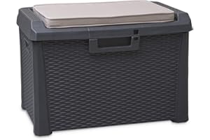 Toomax Art. 170 Compact Box Santorini Malle de Rangement Résine Noir 73 x 50,5 x 49,5 cm