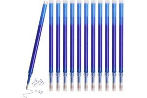 PRETTI 12-Pack Erasable Pen Refills, Compatible with Pilot Frixion & Most Rollerball Pens, 0.5mm Fine Tip, Blue Gel Ink Smooth Writing, Durable Stainless Steel Tip for Students & Professionals (Blue Ink)