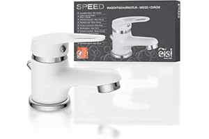 EISL NI075SCR-W Rubinetto del Bagno, Miscelatore Speed per lavabo Bianco, B x H x T ca. 49 x 95 x 129 mm
