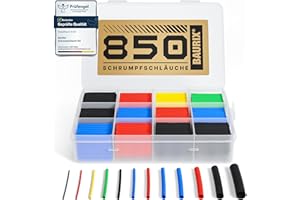 ‎BAURIX BAURIX® Schrumpfschlauch Set 850 Stück – 2:1 Schrumpfverhältnis – Farbiges Sortiment zum Isolieren & Reparieren von Kabeln – 45 mm Länge