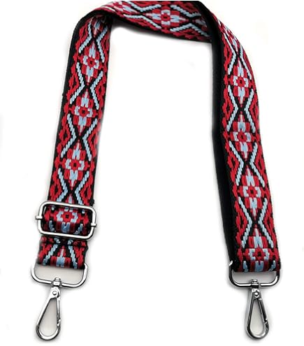 Kiwochy Large Bandoulière Réglable - Sangle De Transport Colorée - 5 Cm De Large - Pour Sacs à Main - Bandoulière Multicolore - Mousqueton En Argent - Pour Sacs à Main - Bordeaux