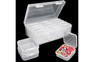 Jogoico 13 Pezzi Piccole Scatole Plastica Trasparente con Coperchio, Quadrato Mini Plastica Contenitori Scatola, Scatolina di Stoccaggio per Piccole Perline, Gioielli, Piccoli Oggetti(5,5 * 5,5 * 2CM)