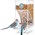 MAKINGTEC Parrot Automatic Feeder, No Mess Bird Feeder for Cage Parakeet Seed Food Container Acrylic Lovebirds Cage Accessories for Small Conures Budgies Canary Finches