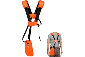 vsshe Correa de Hombro de Cortacésped,Trimmer Correa for el Hombro Doble, Correa de Arnés de Hombro Doble Universal Ajustable para Desbrozadora de Césped Cortacésped Naranja