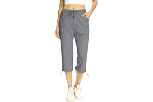 Totatuit Pantaloni Capri Donna Estivi Pantaloni Sportivi Donna Pantaloni 3/4 Donna Cotone Regolabile con Tasca Pantaloni Pinocchietto Cropped Estivi Donna Jogging Yoga Pinocchietti Donna