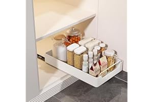 MLordoarf Cajón telescópico, cajón de cesto, organizador de armario de cocina con asa, cajones extensibles, estantes de almacenamiento para armarios de cocina, organizador de armario de cocina