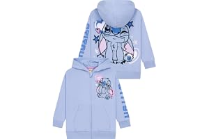 Disney Lilo & Stitch Flickhoodie Med Dragkedja | 100 % bomull, för åldrarna 5–13 år, med huva, rolig huvtröja för tjejer, coo