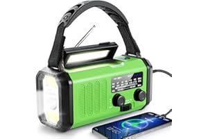 LEATON Radio d'urgence à manivelle, 10 000 mAh à énergie solaire, radio météo NOAA/AM/FM avec lampe de poche LED multifonction et chargeur de téléphone portable pour les urgences d'intérieur/extérieur