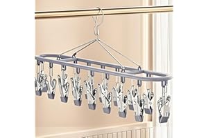 Niulab Sock Dryer with 20 Pegs Clothes Drying Hanger with Clips Sock Peg Hanger for Washing Line, Drip Airer Hanging Sock Rack for Socks, Underwear, Bras, Baby Clothes (Grey)
