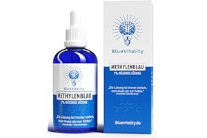 BlueVitality | 100ml Premium Methylenblau 1% Lösung | Pharmazeutische Qualität | 100% reinst USP | Unabhängig laborgeprüft & zertifiziert | Vegan | Inkl. Pipette | Qualität aus Deutschland