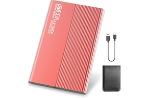 Riyth Disco Duro 2 TB Externo, USB3.0 Type-C Disco Duro Externo, Portátil 2,5" SATA HDD de Almacenamiento Compatible con PC,Desktop, Laptop, Chromebook.F（2TB,Rojo