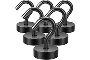 Neosmuk Magnethaken Schwarz,12kg Magnet Haken Extra Stark für Spind Organizer,Neodym Magnete,Haken Magnetisch Sehr Stark für Werkstatteinrichtung,Heckzelt,Grill,Kleiderhaken