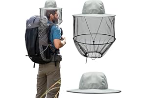 Lithyc Cappello A Rete Con Zanzariera - Cappello Apicoltore Cappello Con Zanzariera - Cappello Zanzariera Da Testa Per Appassionati Di Attività All'Aperto, Escursionismo E Giardinaggio (Grigio)