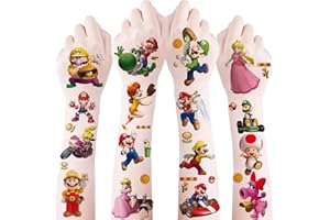 ‎DROOKAEN 8 Blätter 200+ Super Mario Temporäre Tattoo Kinder, Wasserdichte Kindertattoos Aufkleber Set für Geburtstagsgeschenke Kindergeburtstag Mitgebsel Festival Party Deko