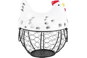 Nagoyuki Cesto Porta Uova e Portaoggetti per Ristorante nel Filo Battuto, Decorazioni per Galline da Cucina (Bianca)