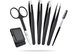 ERISED'S BIFROST Pinzette Augenbrauen Zupfen Set,Aus Edelstahl Pinzetten Set für Wimpernverlängerung und Haarentfernung,Perfekt für Eingewachsene haare,Schönheitswerkzeug für Frauen (Schwarze 6 PCs)