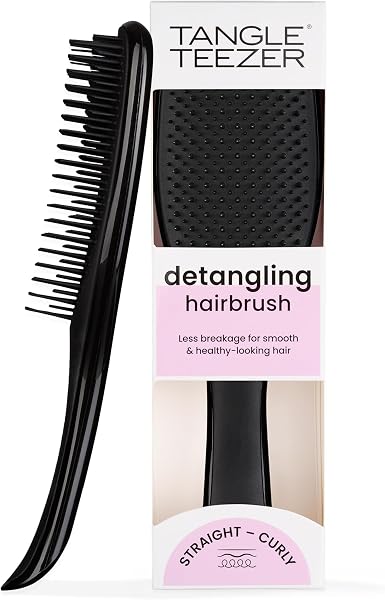 Tangle Teezer Ultimate Detangler Haarbürste – Für Nasses & Trockenes Haar – Entwirrungsbürste für Alle Haartypen – Zweistufige Borsten Reduzieren Haarbruch & Entfernen Knoten – Schwarz - 1