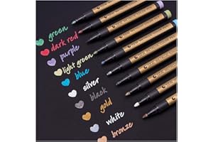 DEALKITS Metallic Stifte, 10 Farben Metallischen Marker Set für Fotoalbum DIY Scrapbook, Gold Stift zum Bemalen Gästebuch Hochzeit Schwarzes Papier Stein Glas Holz Ostern Basteln (2 mm)