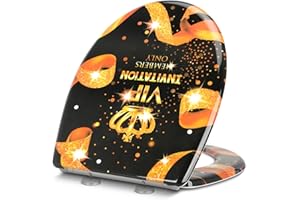 YOTOREE Abattant WC Forme O, Urée Formaldéhyde Cuvette Toilette, Lunette WC avec Fermeture Douce et Libération Rapide, Lunette de Toilette Universelle, O Siège de Toilette Peut Supporter 200Kg (VIP)