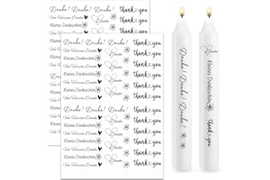 Bolosa 2 Stück Kerzentattoos Danke A4,Kerzen Tattoos Danke, Wasserschiebefolie Kerzen,Kerzen Aufkleber Geburtstag,Kerzensticker Kerzenfolie,Kerzen Tattoofolie Sprüche DIY Geschenk,Kerzen Dekorieren