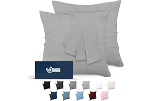 Dreamzie Taie Oreiller 65x65 Lot de 2 en Microfibre Certifiée Oeko-Tex - Housse Coussin Douce Et Brossée, Toucher Peau de Pêche - Gris
