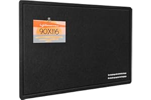 LIGHTOMORROW Large Bulletin Board - 90 x 116 Centimeters, Decorative Felt Pin Board for Wall - Foldable Photo Display Board with Self-Adhesive Tape, Includes 20 Push Pins - Black