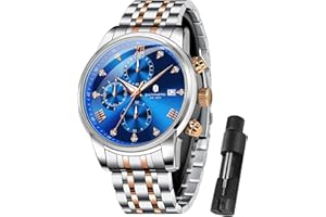 SAPPHERO orologio rotondo in acciaio inox per gli uomini, 50M impermeabile luminoso uomo elegante regalo da polso con datario e design analogico al quarzo