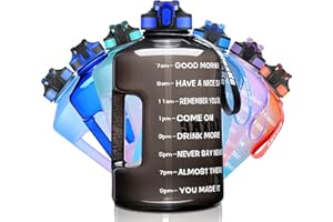 Sluxke Botella de deporte de 2,2/3,78 l, botella de agua grande, sin BPA, antigoteo, botella de agua para gimnasio, A5-negro., 3.8L