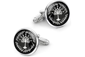 Kooer Cufflinks For Men, White Tree Cufflinks Wedding Christmas Tree of Life Cuff Links Gift For Men Father Dad Husband